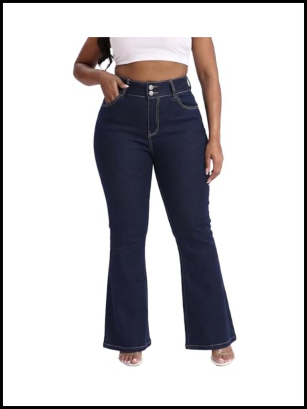 Plus Size High Waisted Bootcut Stretchy Jeans Curvy Fit Flare Denim